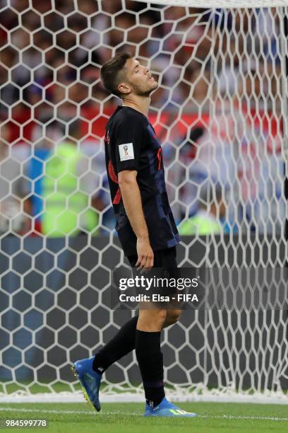 Andrej Kramaric of Croatia looks dejected during the 2018 FIFA World Cup Russia group D match between Iceland and Croatia at Rostov Arena on June 26,...