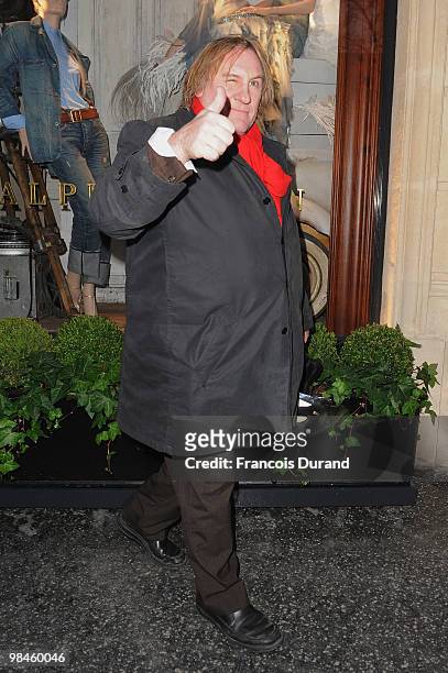 Gerard Depardieu attends the Ralph Lauren dinner to celebrate the flagship opening on April 14, 2010 in Paris, France.