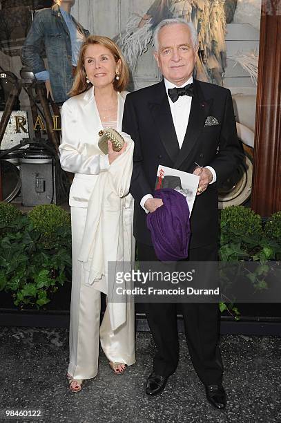 Philippe Labro and his wife attend the Ralph Lauren dinner to celebrate the flagship opening on April 14, 2010 in Paris, France.