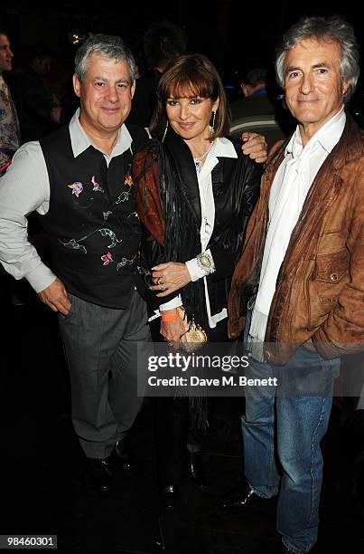 Cameron Mackintosh,Stephanie Beacham and John McEnery attend the afterparty for Hair at the Gilgamesh on April 14, 2010 in London, England.