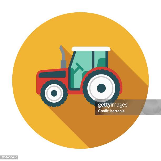 tractor flat design agriculture icon - tractors stock illustrations