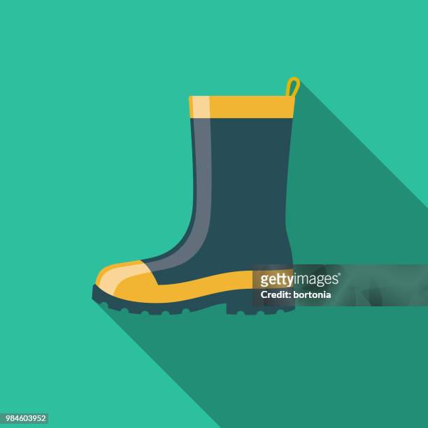 rubber boots flat design agriculture icon - rubber boots stock illustrations