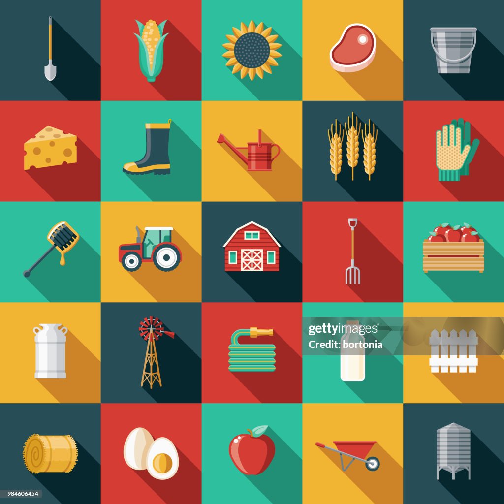 Agriculture Flat Design Icon Set