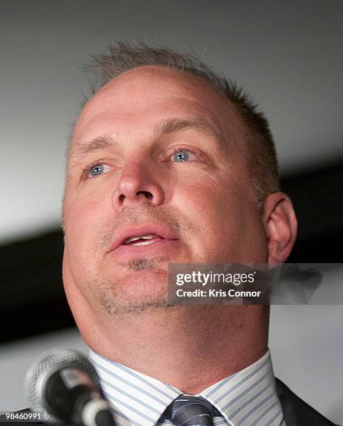 Garth Brooks speaks as he acceptsThe Solo Artist of the Century Award award during the GRAMMYs on the Hill awards at The Liaison Capitol Hill Hotel...