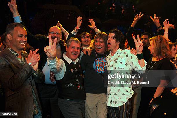 Cameron Mackintosh, James Rado and Andy Coughlan attend the press night of Hair at the Gieldgud Theatre on April 14, 2010 in London, England.