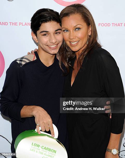Mark Indelicato and Vanessa Williams attend the grand opening celebration of Otarian, the planet's most sustainable restaurant, on Bleeker Street on...