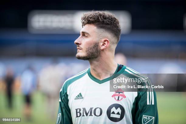 Alex Bono of Toronto FC after the MLS match between New York City FC and Toronto FC at Yankee Stadium on June 24, 2018 in the Bronx borough of New...