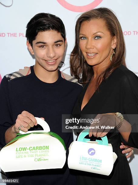 Mark Indelicato and Vanessa Williams attend the grand opening celebration of Otarian, the planet's most sustainable restaurant, on Bleeker Street on...