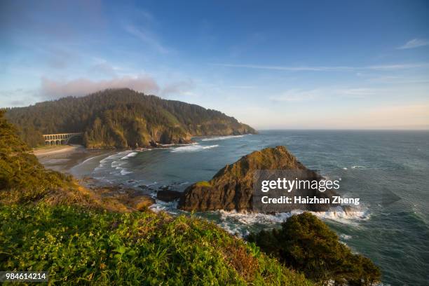 cape creek bridge on oregon coast - heceta head stock pictures, royalty-free photos & images