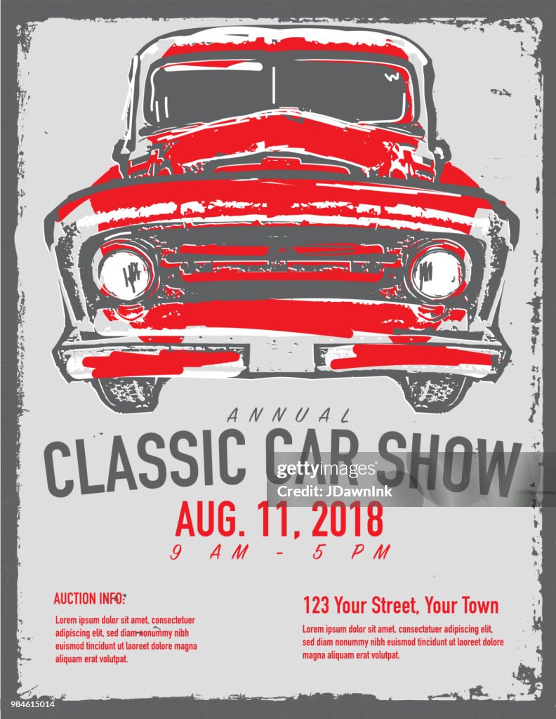 Classic car show and exhibition advertisement poster design template