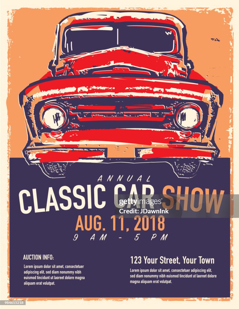 Classic car show and exhibition advertisement poster design template