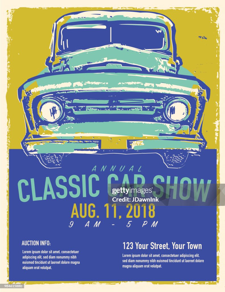 Classic car show and exhibition advertisement poster design template