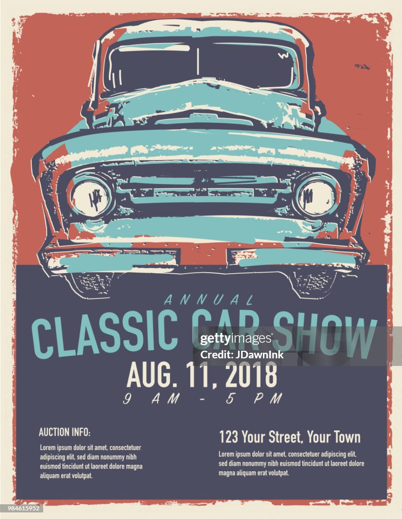 Classic car show and exhibition advertisement poster design template