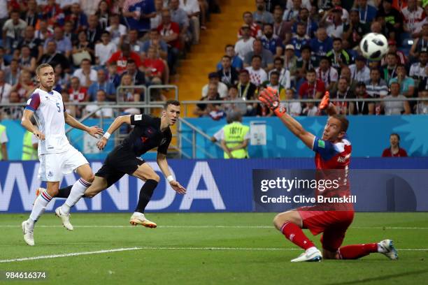 Ivan Perisic of Croatia scores his team's second goal during the 2018 FIFA World Cup Russia group D match between Iceland and Croatia at Rostov Arena...