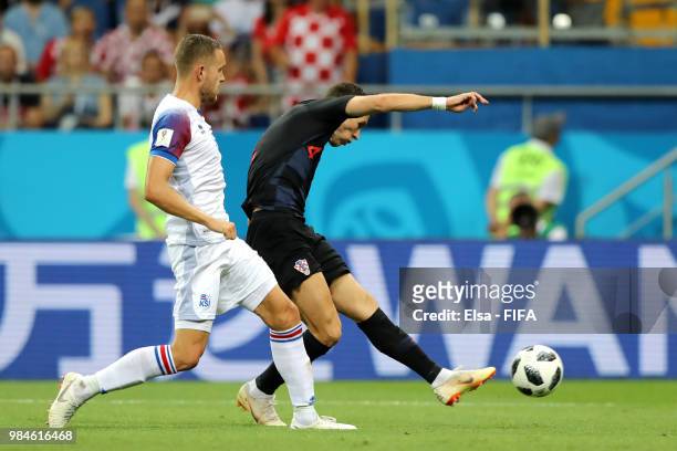 Ivan Perisic of Croatia scores his team's second goal during the 2018 FIFA World Cup Russia group D match between Iceland and Croatia at Rostov Arena...