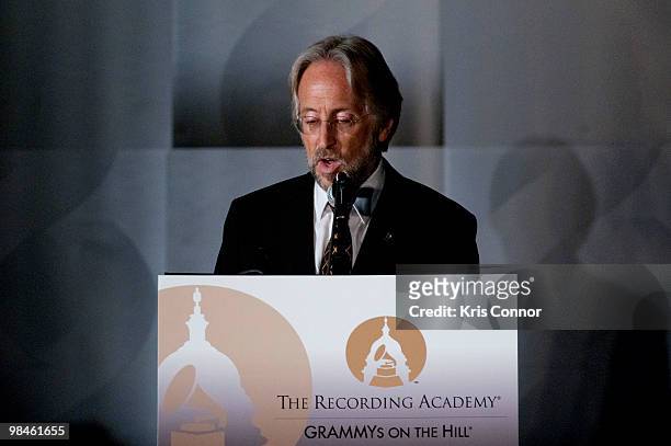 Neil Portnow speaks during the GRAMMYs on the Hill awards at The Liaison Capitol Hill Hotel on April 14, 2010 in Washington, DC.