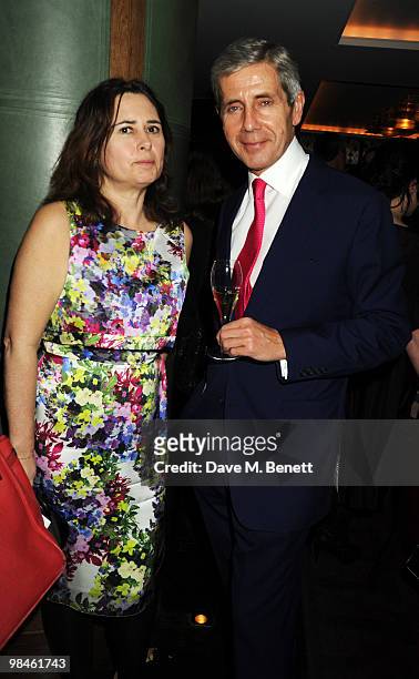Alexandra Shulman and Stuart Rose attend the Vogue Designer Fashion Fund Cocktail Party at The Ivy on April 14, 2010 in London, England.