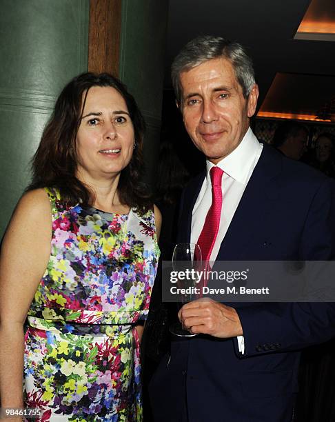 Alexandra Shulman and Stuart Rose attend the Vogue Designer Fashion Fund Cocktail Party at The Ivy on April 14, 2010 in London, England.