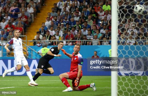 Ivan Perisic of Croatia scores his team's second goal during the 2018 FIFA World Cup Russia group D match between Iceland and Croatia at Rostov Arena...