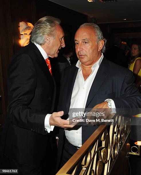 Harold Tillman and Philip Green attend the Vogue Designer Fashion Fund Cocktail Party at The Ivy on April 14, 2010 in London, England.