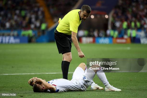 Johann Gudmundsson of Iceland looks dejected following his sides defeat in the 2018 FIFA World Cup Russia group D match between Iceland and Croatia...