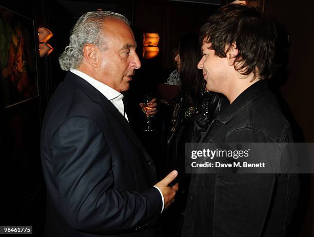 Phillip Green and Christopher Kane attend the Vogue Designer Fashion Fund Cocktail Party at The Ivy on April 14, 2010 in London, England.