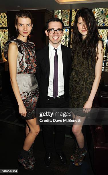 Erdem Moralioglu and his models attend the Vogue Designer Fashion Fund Cocktail Party at The Ivy on April 14, 2010 in London, England.