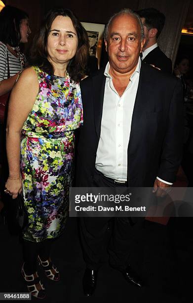 Alexandra Shulman and Philip Green attend the Vogue Designer Fashion Fund Cocktail Party at The Ivy on April 14, 2010 in London, England.