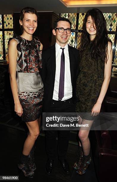Erdem Moralioglu and his models attend the Vogue Designer Fashion Fund Cocktail Party at The Ivy on April 14, 2010 in London, England.