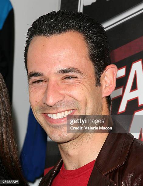 Indycar driver Helio Castroneves arrives at Hollywood Celebrity Grand Prix Kickoff Event At at Macy's South Coast Plaza on April 14, 2010 in Costa...