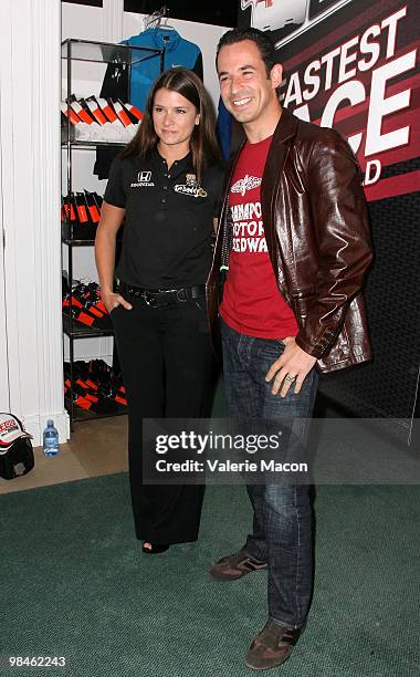 Drivers Danica Patrick and Helio Castroneves arrive at Hollywood Celebrity Grand Prix Kickoff Event At at Macy's South Coast Plaza on April 14, 2010...