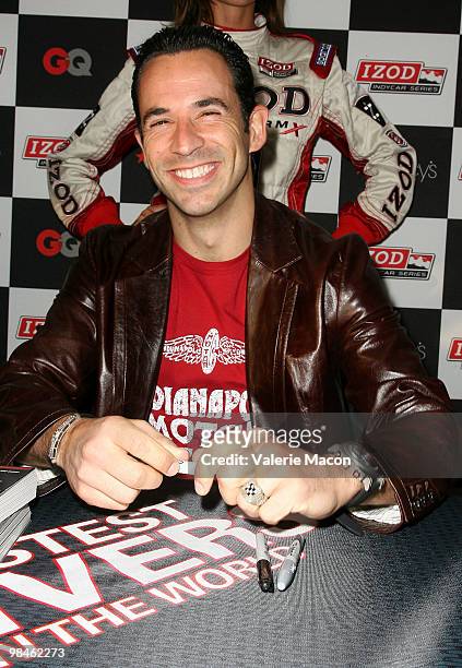 Indycar driver Helio Castroneves arrives at Hollywood Celebrity Grand Prix Kickoff Event At at Macy's South Coast Plaza on April 14, 2010 in Costa...