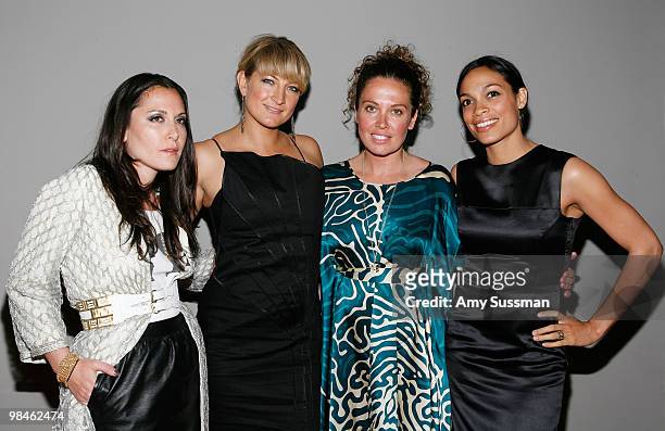 Lead designer at Boy Meets Girl Stacy Igel, stuntwoman and actress Zoe Bell, celebrity hairstylist Tara Smith and actress Rosario Dawson attend Tara...