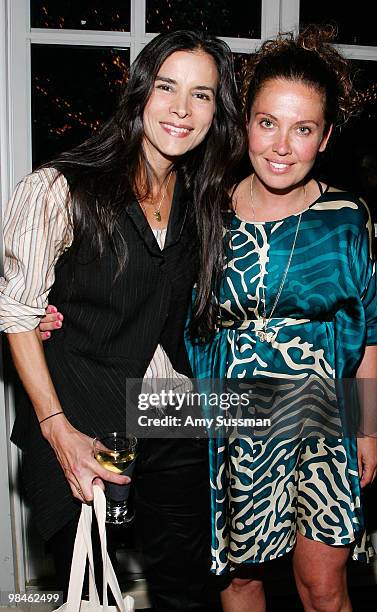 Model Patricia Velasquez and celebrity hair stylist Tara Smith attend Tara Smith's New Hair Care Product Line Launch at Urban Zen on April 14, 2010...