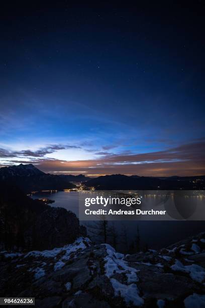 attersee by night - attersee stock pictures, royalty-free photos & images