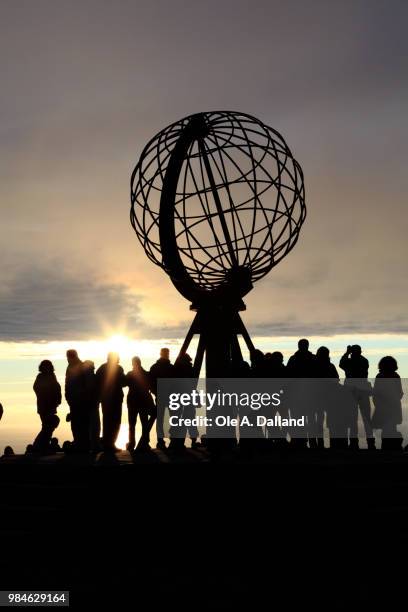 north cape - midnight sun norway ストックフォトと画像