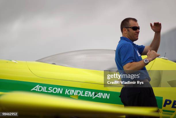 Adilson Kindlemann of Brazil ready for his Red Bull Air Race Training day practice on April 15, 2010 in Perth, Australia.