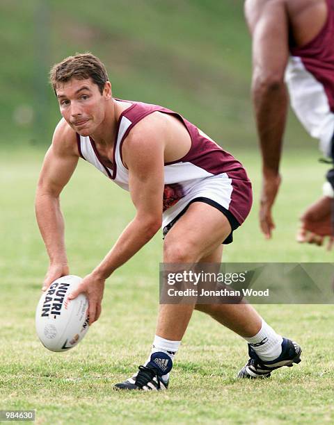 Paul Green of Queensland in action during a State of Origin training session held at the Southport Junior Rugby League Club, Gold Coast, Australia....