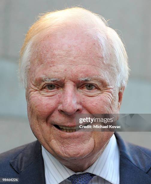 Former Los Angeles Mayor Richard Riordan arrives at the American Women in Radio & Television Southern California 2010 Genii Awards at Skirball...