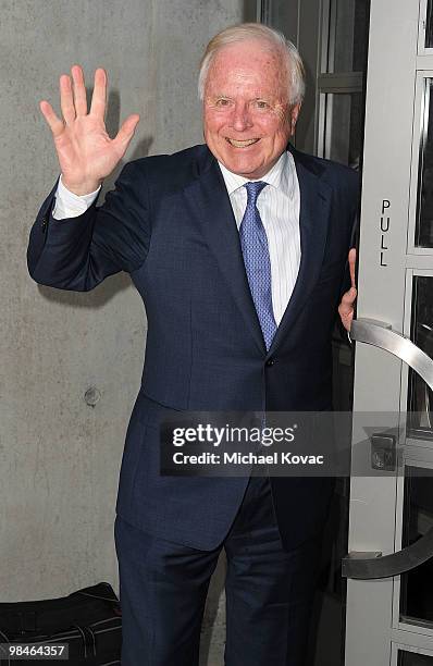 Former Los Angeles Mayor Richard Riordan arrives at the American Women in Radio & Television Southern California 2010 Genii Awards at Skirball...