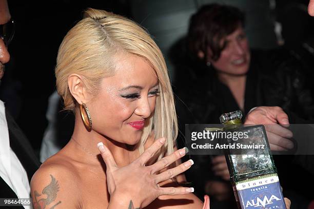 Tila Tequila attends Miss Tila's Celebrity Blog launch party at Greenhouse on April 14, 2010 in New York City.