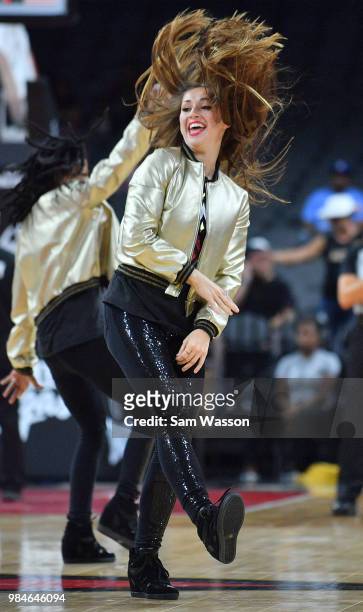 Member of the Las Vegas Aces Wild Card Crew performs during the team's game against the Minnesota Lynx at the Mandalay Bay Events Center on June 24,...