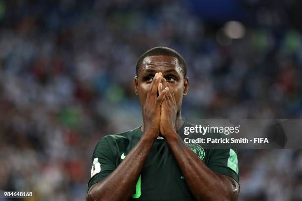 Odion Ighalo of Nigeria shows his dejection following the 2018 FIFA World Cup Russia group D match between Nigeria and Argentina at Saint Petersburg...