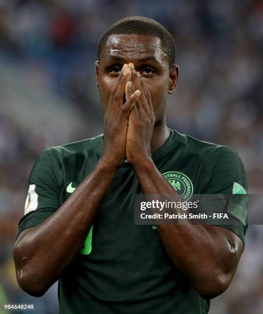 Odion Ighalo of Nigeria shows his dejection following the 2018 FIFA World Cup Russia group D match between Nigeria and Argentina at Saint Petersburg...