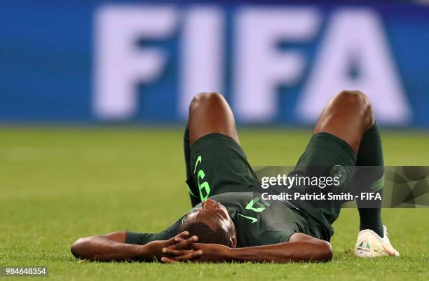 Odion Ighalo of Nigeria shows his dejection following the 2018 FIFA World Cup Russia group D match between Nigeria and Argentina at Saint Petersburg...