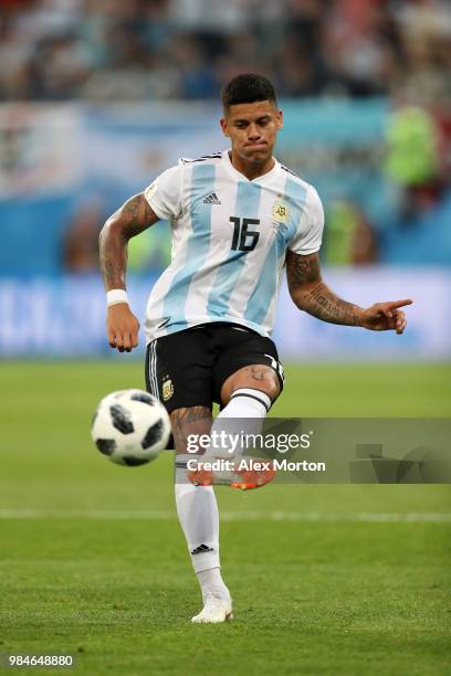 Enzo Perez of Argentina in action during the 2018 FIFA World Cup Russia group D match between Nigeria and Argentina at Saint Petersburg Stadium on...