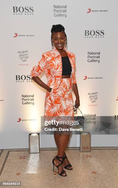 Shingai Shoniwa attends a private view of the "Michael Jackson: On The Wall" exhibition sponsored by HUGO BOSS at the National Portrait Gallery on...