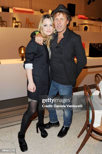 Carolina Crescentini and Renzo Rosso attend Stella McCartney And Established & Sons Dinner on April 14, 2010 in Milan, Italy.