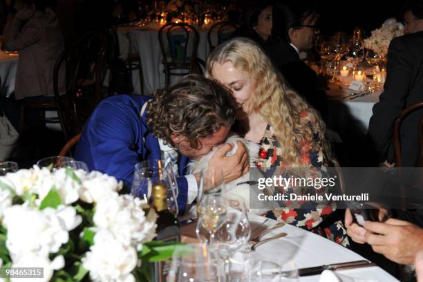 Lapo Elkann and Franca Sozzani attend Stella McCartney And Established & Sons Dinner on April 14, 2010 in Milan, Italy.