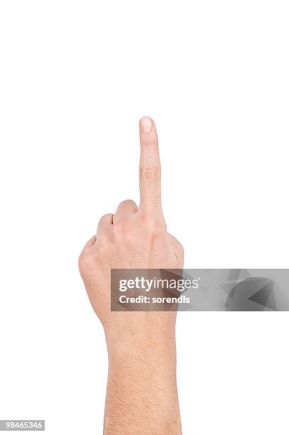 man showing "up" - wijsvinger stockfoto's en -beelden